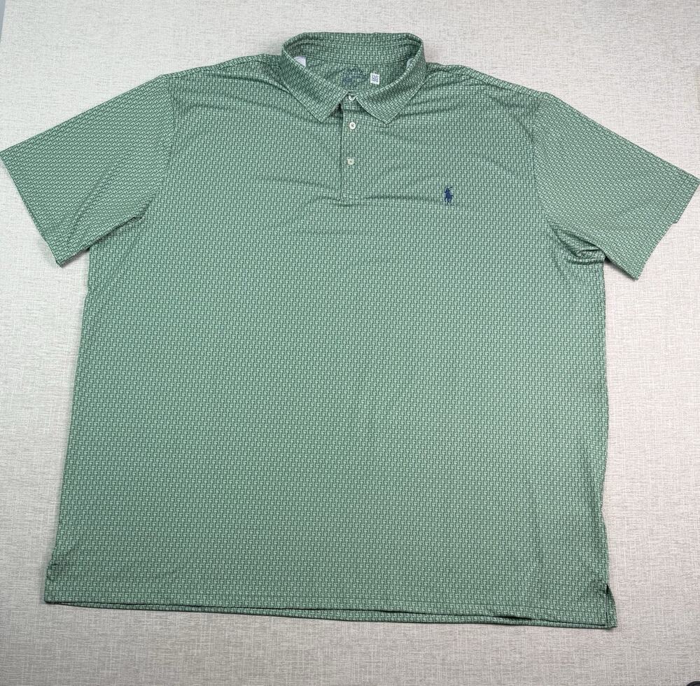 Polo Ralph Lauren Shirt Mens 4XLT Tall Performance Greenish Blue Golf Casual